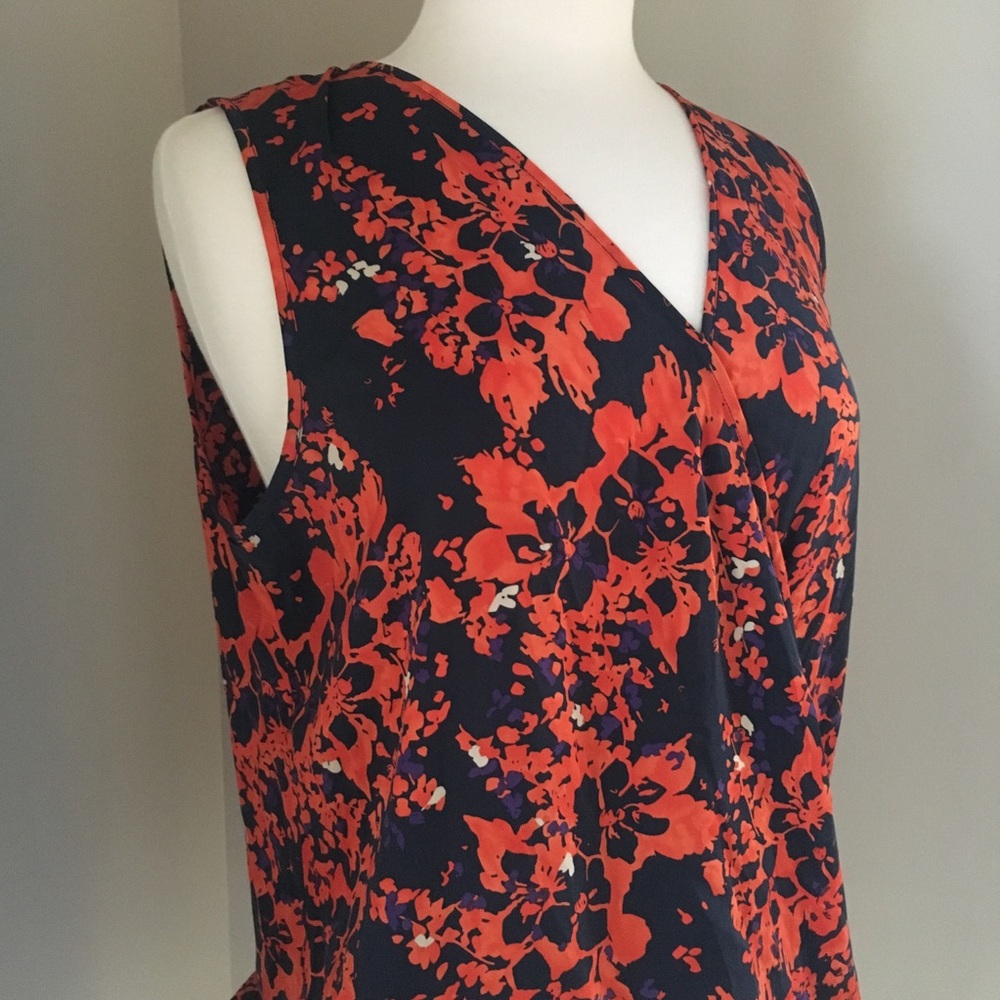 Devlin orange floral surplice top open back M